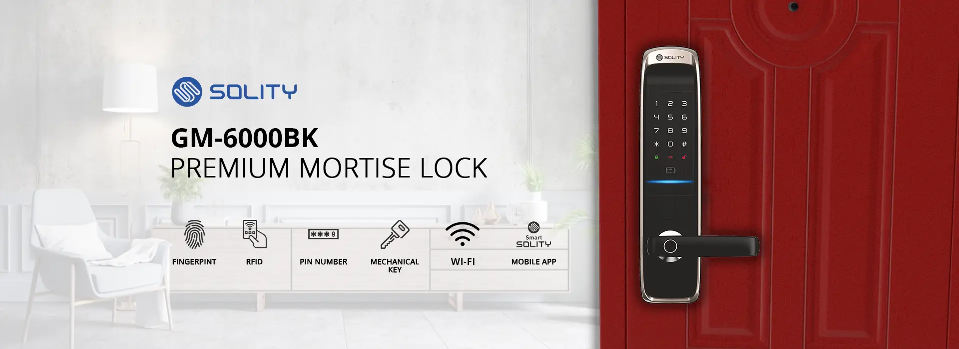 Solity GM-6000BK premium Mortise Lock