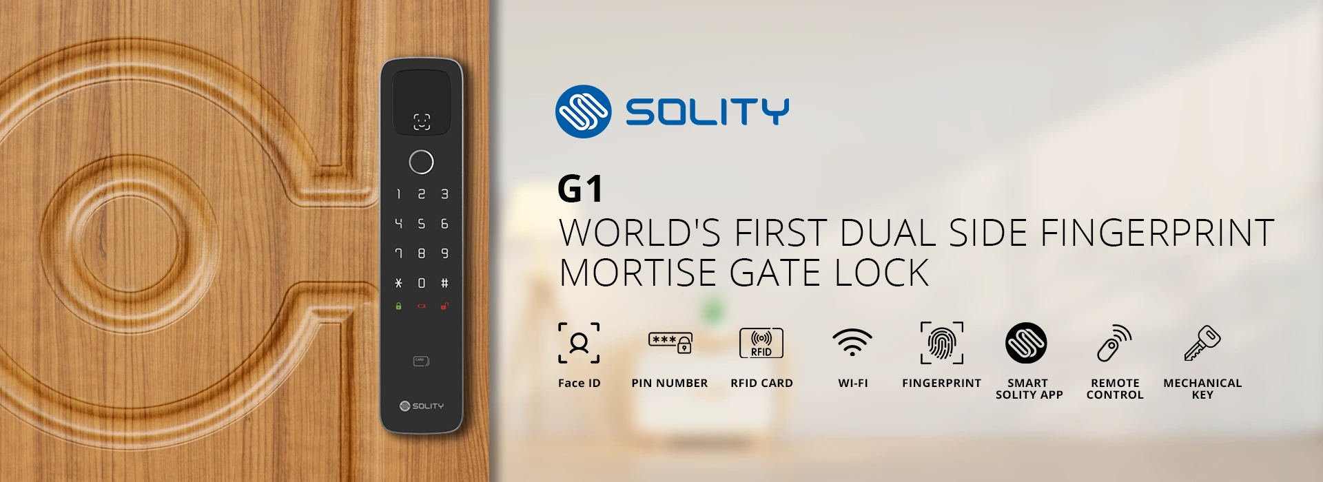 Solity G1 Dual Side Fingerprint Mortise Gate Lock