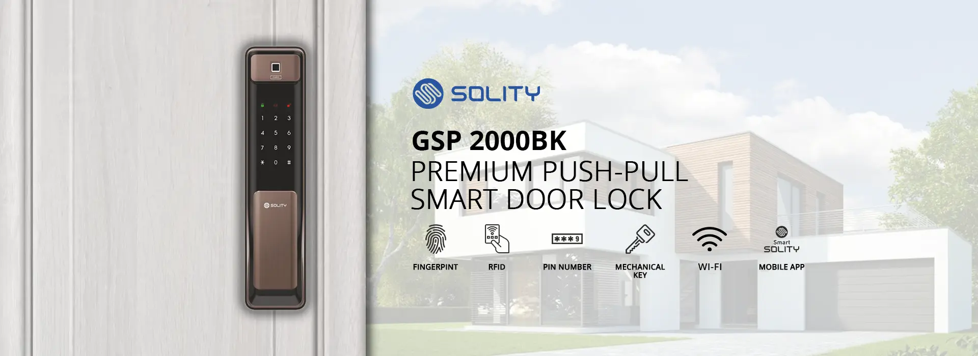 Solity GSP 2000BK Premium Push Pull Smart Door Lock
