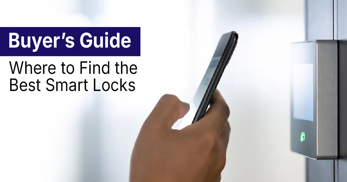 Buyer’s guide showing smartphone-controlled smart lock access for choosing the best smart locks for home security